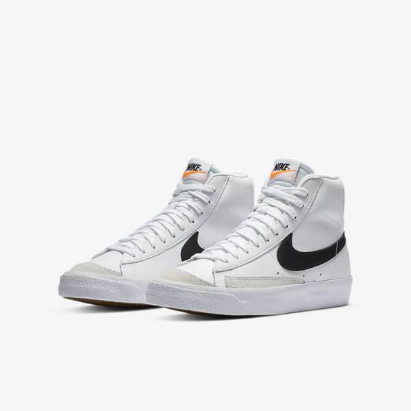 White / Orange / Black Nike Blazer Mid 77 Older Kids' Sneakers | NK639PSB