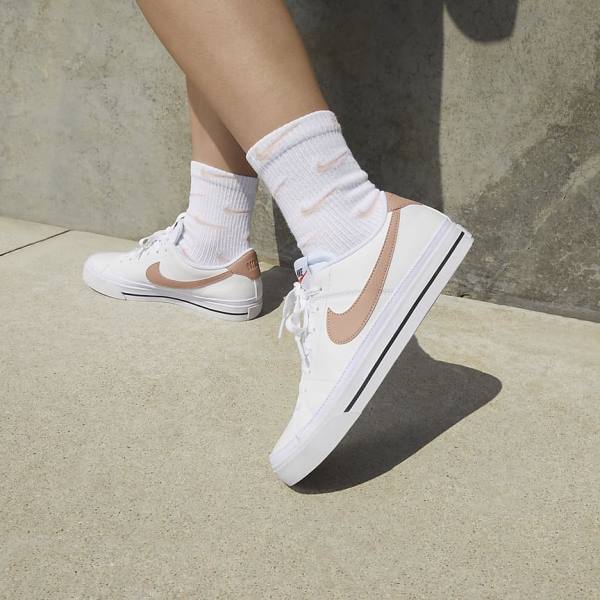 White / Orange / Black / Rose Nike Court Legacy Next Nature Women's Sneakers | NK805XJM