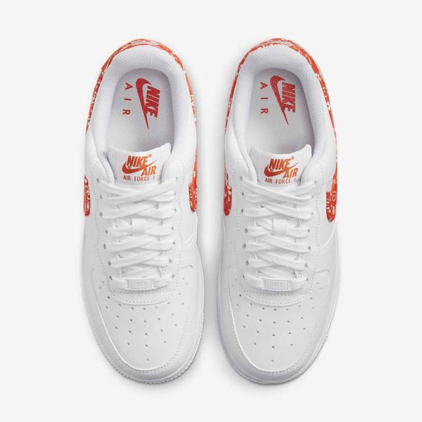 White / Orange Nike Air Force 1 07 Women's Sneakers | NK765HGA