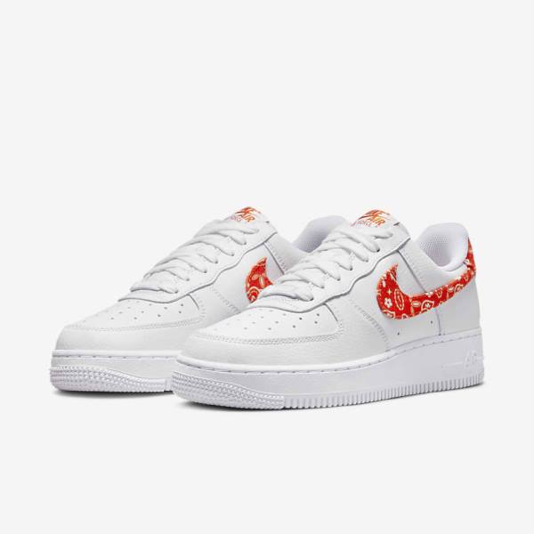 White / Orange Nike Air Force 1 07 Women's Sneakers | NK765HGA