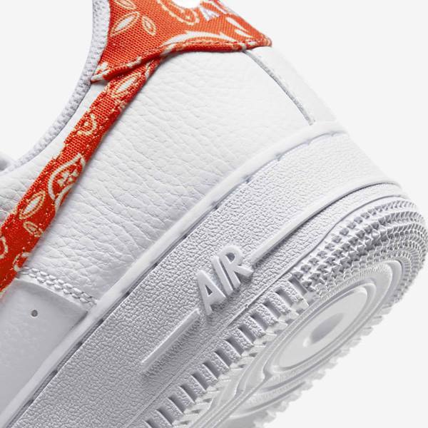 White / Orange Nike Air Force 1 07 Women's Sneakers | NK765HGA