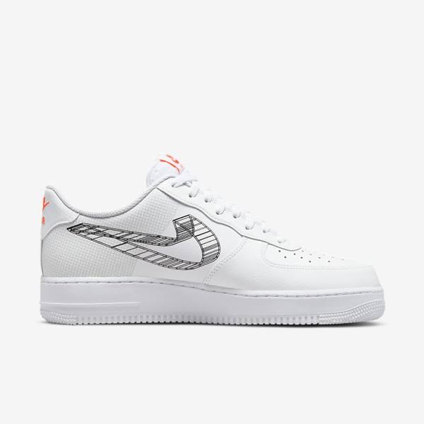 White / Orange / Platinum / Black Nike Air Force 1 07 Men's Sneakers | NK295EBD