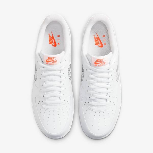 White / Orange / Platinum / Black Nike Air Force 1 07 Men's Sneakers | NK295EBD