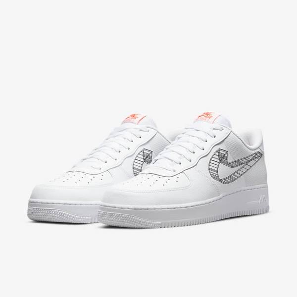 White / Orange / Platinum / Black Nike Air Force 1 07 Men's Sneakers | NK295EBD