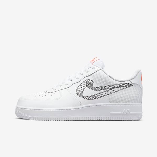 White / Orange / Platinum / Black Nike Air Force 1 07 Men\'s Sneakers | NK295EBD