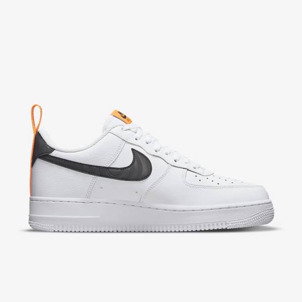 White / Orange / Silver / Black Nike Air Force 1 Men's Sneakers | NK793JZO