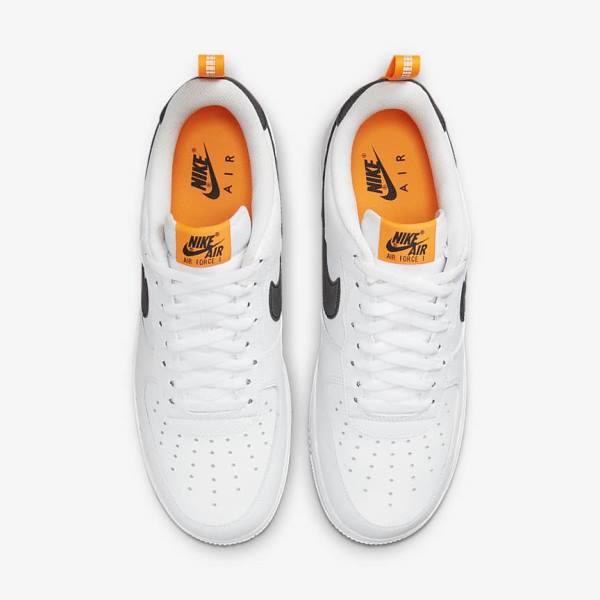 White / Orange / Silver / Black Nike Air Force 1 Men's Sneakers | NK793JZO