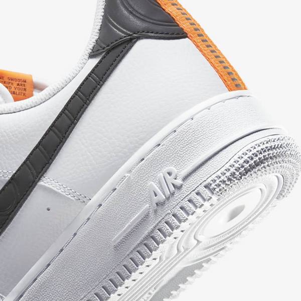 White / Orange / Silver / Black Nike Air Force 1 Men's Sneakers | NK793JZO