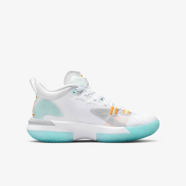 White / Orange / Turquoise / Black Nike Zion 1 Older Kids' Sneakers | NK857CRX