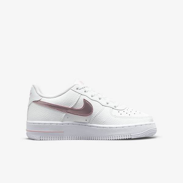 White / Pink Nike Air Force 1 Older Kids' Sneakers | NK735BLJ