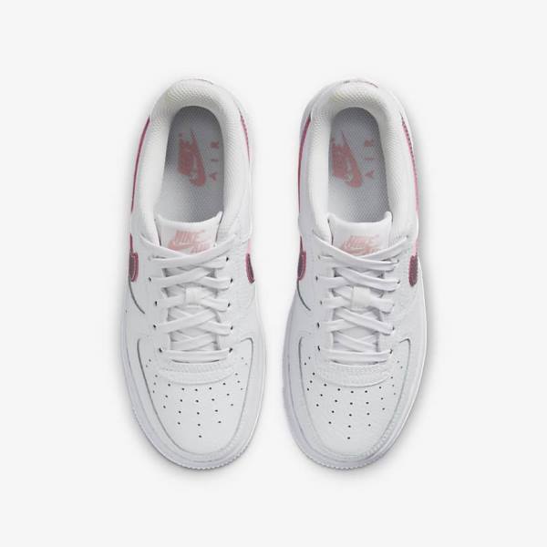 White / Pink Nike Air Force 1 Older Kids' Sneakers | NK735BLJ