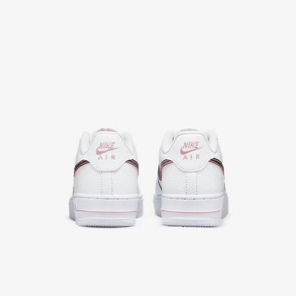 White / Pink Nike Air Force 1 Older Kids' Sneakers | NK735BLJ