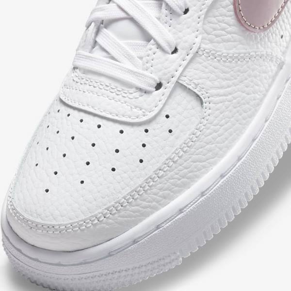 White / Pink Nike Air Force 1 Older Kids' Sneakers | NK735BLJ