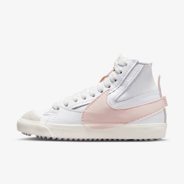 White / Pink Nike Blazer Mid 77 Jumbo Women\'s Sneakers | NK192YDU