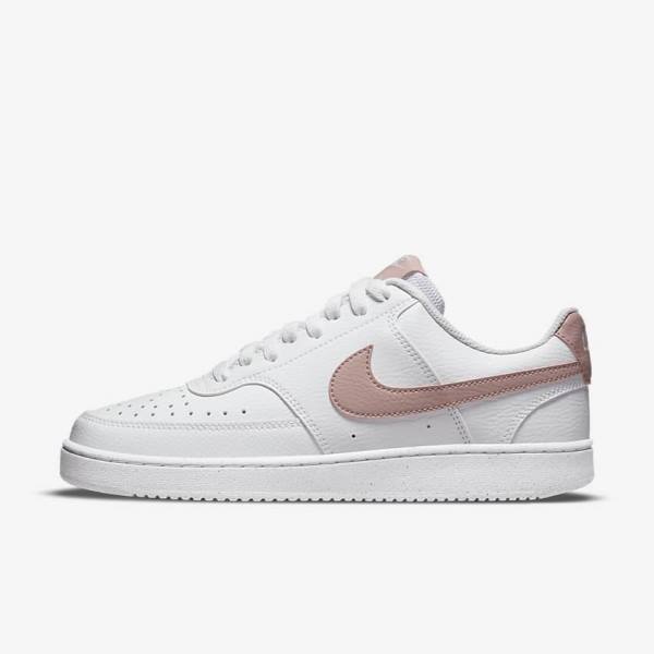 White / Pink Nike Court Vision Low Next Nature Women\'s Sneakers | NK023HTO