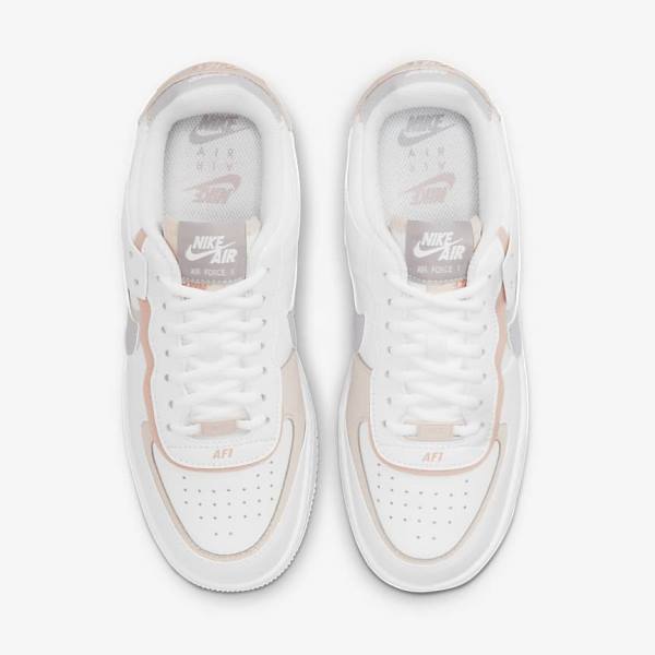 White / Pink / Rose / Grey Nike Air Force 1 Shadow Women's Sneakers | NK876IGU