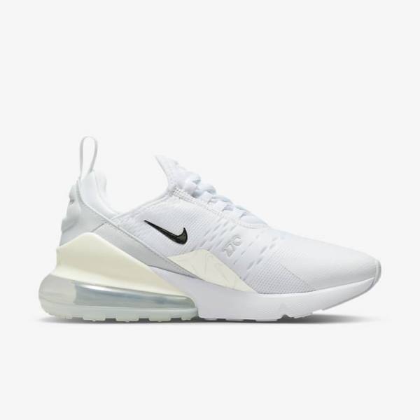 White / Platinum / Metal Silver Nike Air Max 270 Women's Sneakers | NK348CRT