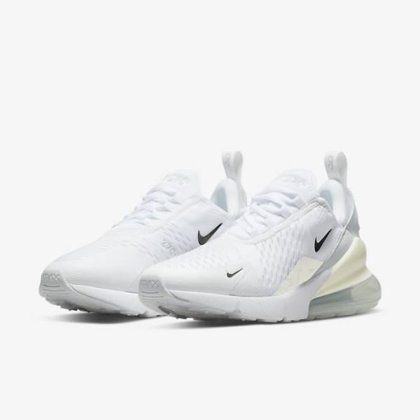 White / Platinum / Metal Silver Nike Air Max 270 Women's Sneakers | NK348CRT