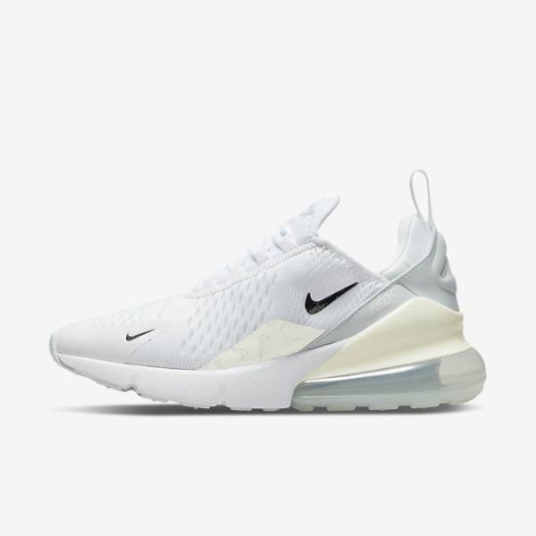 White / Platinum / Metal Silver Nike Air Max 270 Women\'s Sneakers | NK348CRT