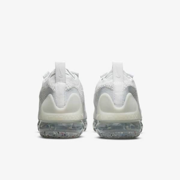 White / Platinum / Metal Silver / White Nike Air VaporMax 2021 FK Women's Sneakers | NK534ONB