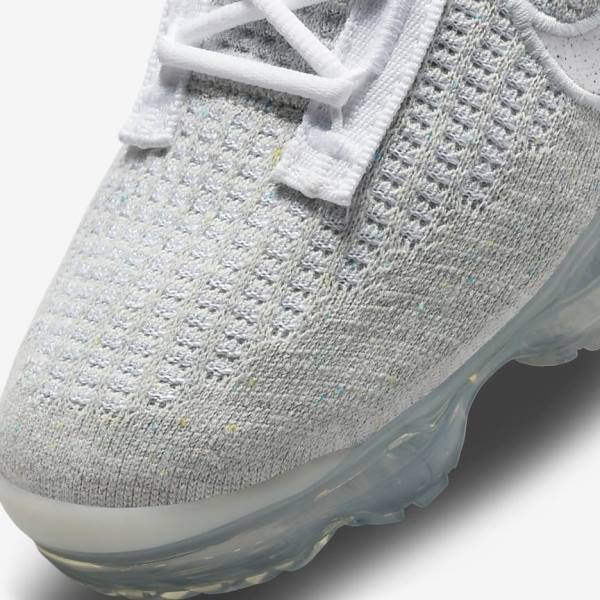 White / Platinum / Metal Silver / White Nike Air VaporMax 2021 FK Women's Sneakers | NK534ONB