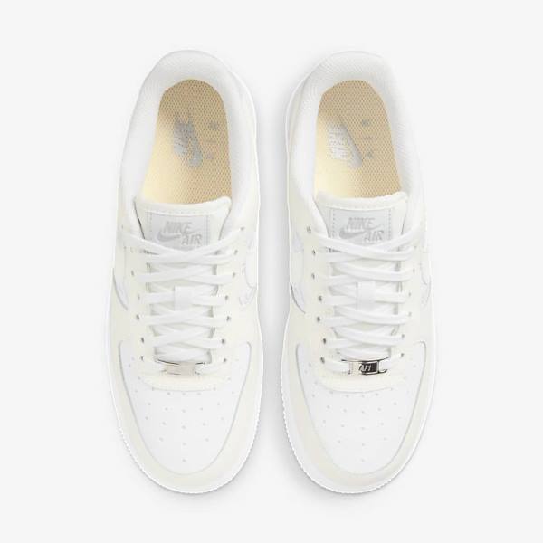 White / Platinum Nike Air Force 1 07 Women's Sneakers | NK768YAL