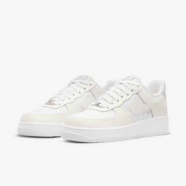 White / Platinum Nike Air Force 1 07 Women's Sneakers | NK768YAL