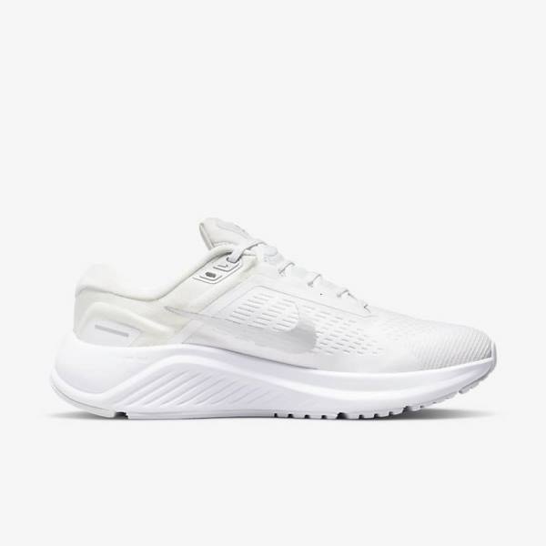 White / Platinum / Platinum / Metal Silver Nike Air Zoom Structure 24 Road Women's Running Shoes | NK697RLV