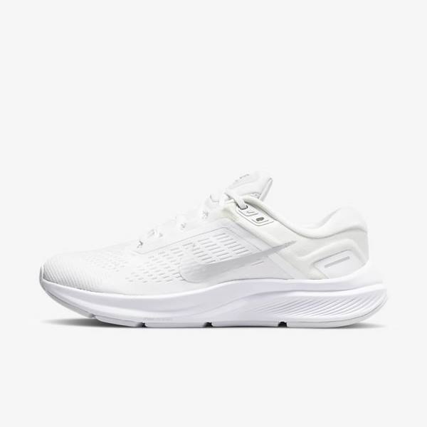 White / Platinum / Platinum / Metal Silver Nike Air Zoom Structure 24 Road Women\'s Running Shoes | NK697RLV