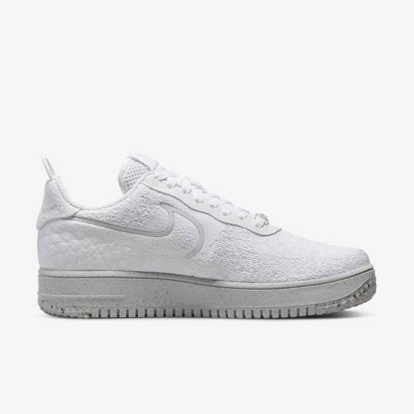 White / Platinum / White Nike Air Force 1 Crater Flyknit Next Nature Men's Sneakers | NK380KPZ