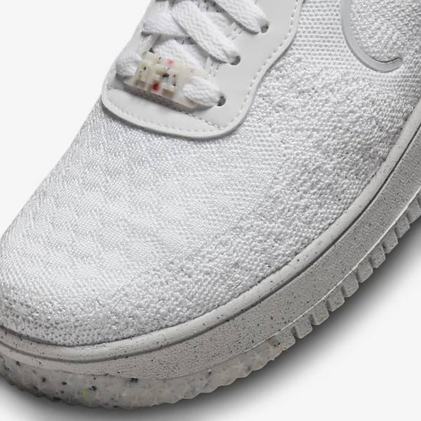 White / Platinum / White Nike Air Force 1 Crater Flyknit Next Nature Men's Sneakers | NK380KPZ