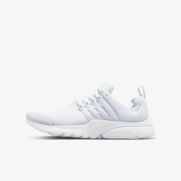 White / Platinum / White Nike Presto Older Kids\' Sneakers | NK185RVJ