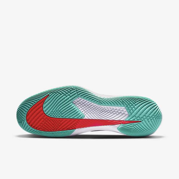 White / Red / Burgundy / Turquoise Nike NikeCourt Air Zoom Vapor Pro Hard-Court Men's Tennis Shoes | NK726ZYW