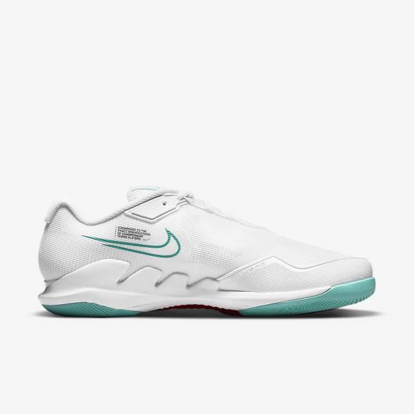 White / Red / Burgundy / Turquoise Nike NikeCourt Air Zoom Vapor Pro Hard-Court Men's Tennis Shoes | NK726ZYW