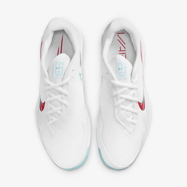 White / Red / Burgundy / Turquoise Nike NikeCourt Air Zoom Vapor Pro Hard-Court Men's Tennis Shoes | NK726ZYW