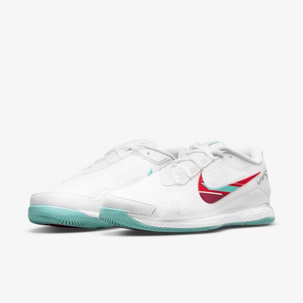 White / Red / Burgundy / Turquoise Nike NikeCourt Air Zoom Vapor Pro Hard-Court Men's Tennis Shoes | NK726ZYW