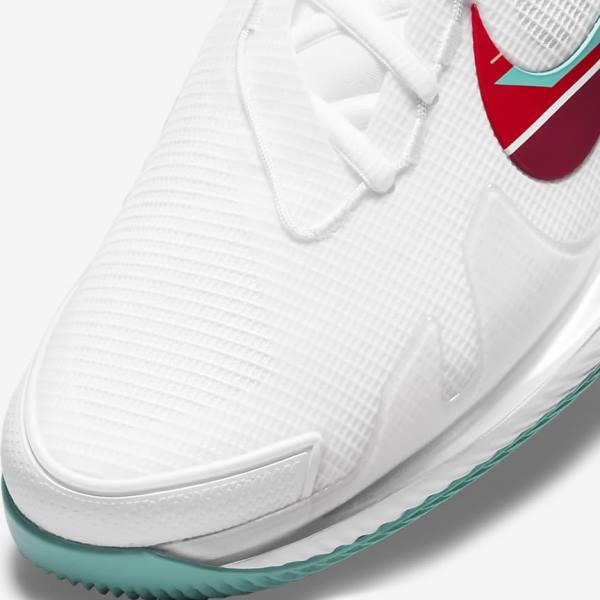 White / Red / Burgundy / Turquoise Nike NikeCourt Air Zoom Vapor Pro Hard-Court Men's Tennis Shoes | NK726ZYW