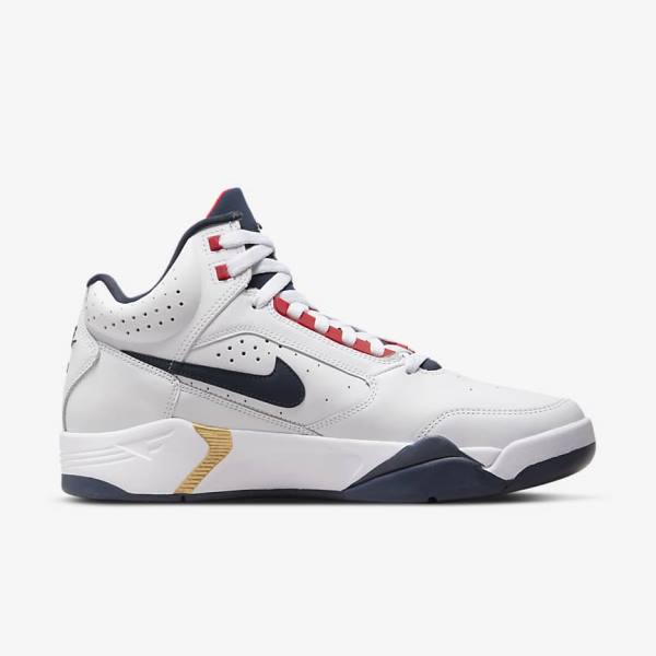 White / Red / Metal Gold / Navy Nike Air Flight Lite Mid Men's Sneakers | NK641JTY