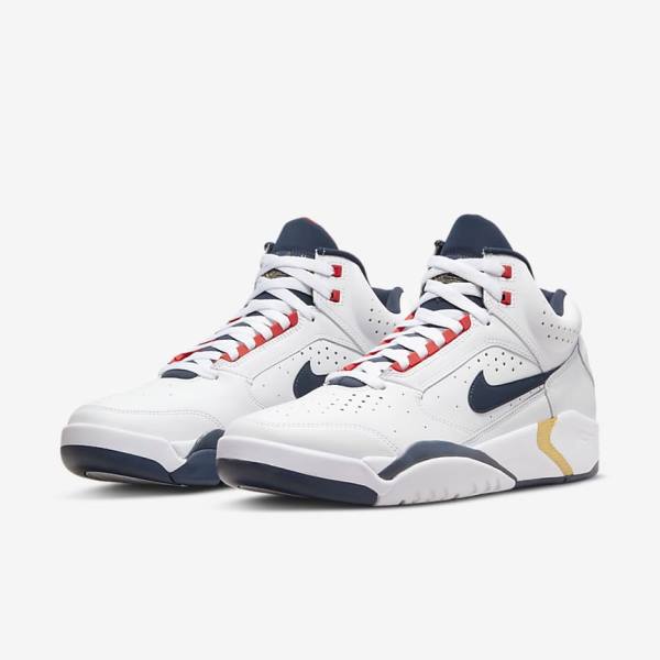 White / Red / Metal Gold / Navy Nike Air Flight Lite Mid Men's Sneakers | NK641JTY