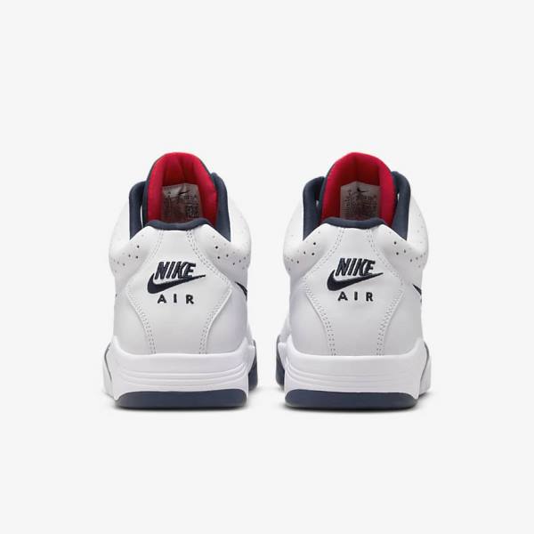 White / Red / Metal Gold / Navy Nike Air Flight Lite Mid Men's Sneakers | NK641JTY