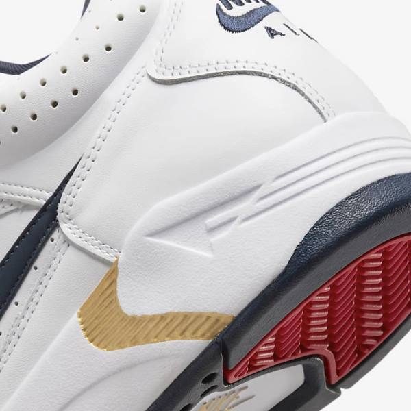 White / Red / Metal Gold / Navy Nike Air Flight Lite Mid Men's Sneakers | NK641JTY