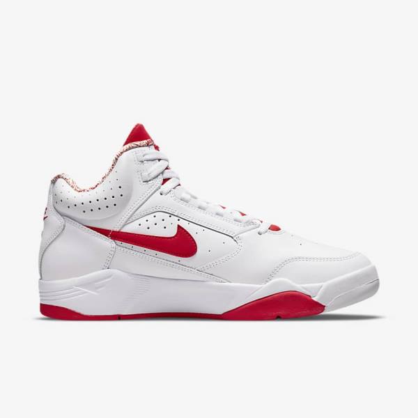 White / Red Nike Air Flight Lite Mid Men's Sneakers | NK346ZWB