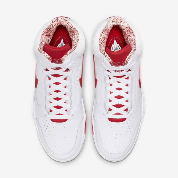 White / Red Nike Air Flight Lite Mid Men's Sneakers | NK346ZWB