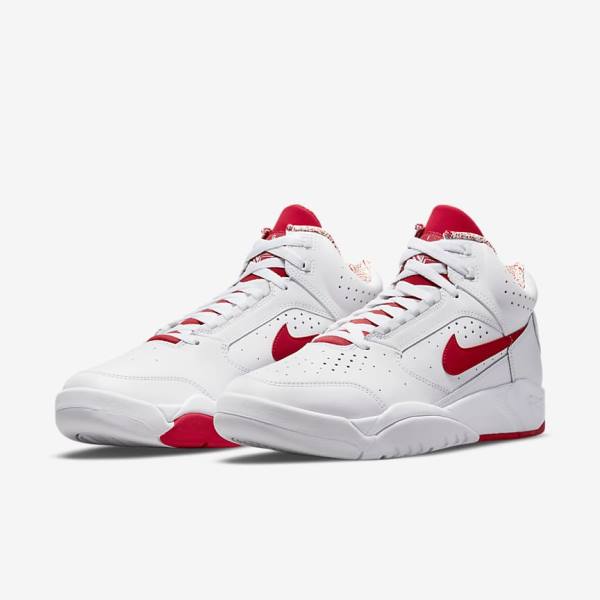 White / Red Nike Air Flight Lite Mid Men's Sneakers | NK346ZWB