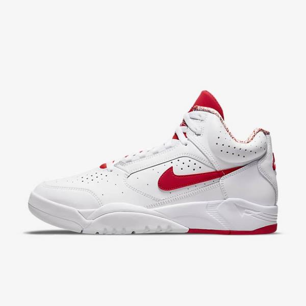 White / Red Nike Air Flight Lite Mid Men\'s Sneakers | NK346ZWB