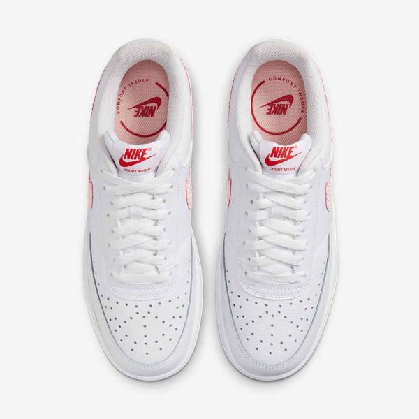 White / Red Nike Court Vision LO Women's Sneakers | NK590FKD