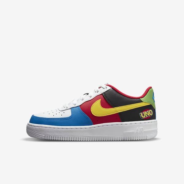 White / Red / Royal / Gold Nike Air Force 1 LV8 Older Kids\' Sneakers | NK431KXZ