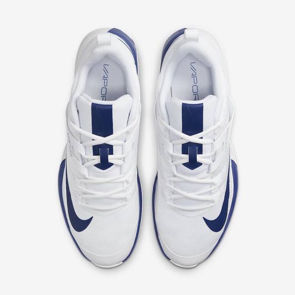 White / Royal Blue Nike NikeCourt Vapor Lite Clay Court Men's Tennis Shoes | NK901QBA