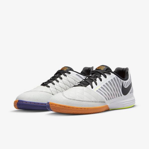 White / Yellow / Black Nike Lunar Gato II IC Indoor Court Men's Football Shoes | NK793MDS