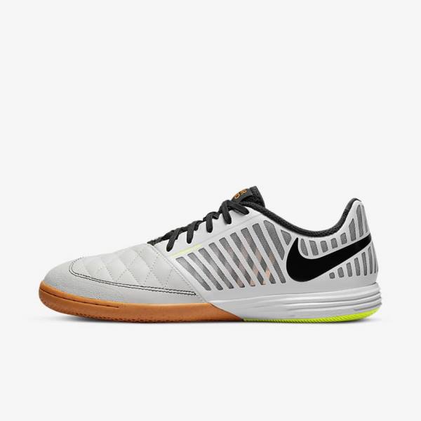 White / Yellow / Black Nike Lunar Gato II IC Indoor Court Men\'s Football Shoes | NK793MDS